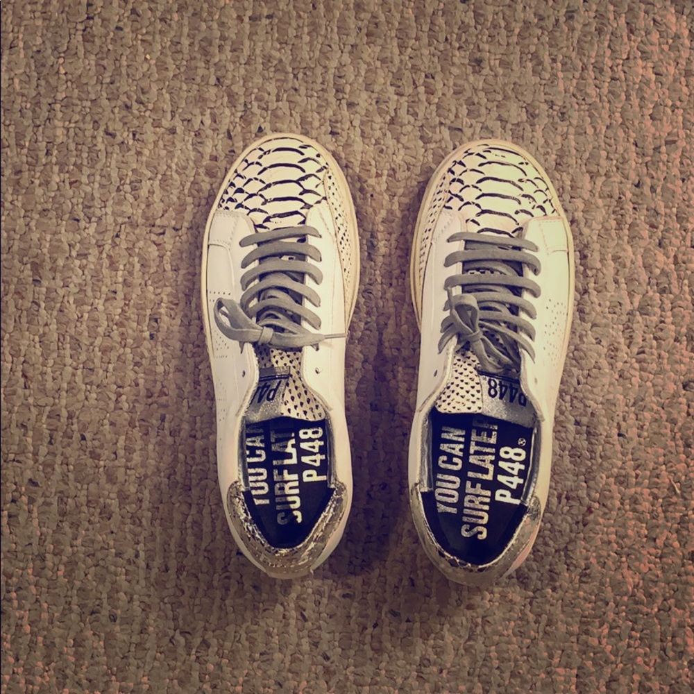 P448 Women's John Perforated Leather & Snake Print